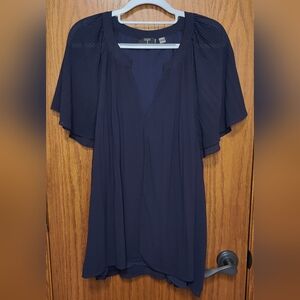 Women's Tahari Blue Lightweight V-Neck Blouse, Size 2X